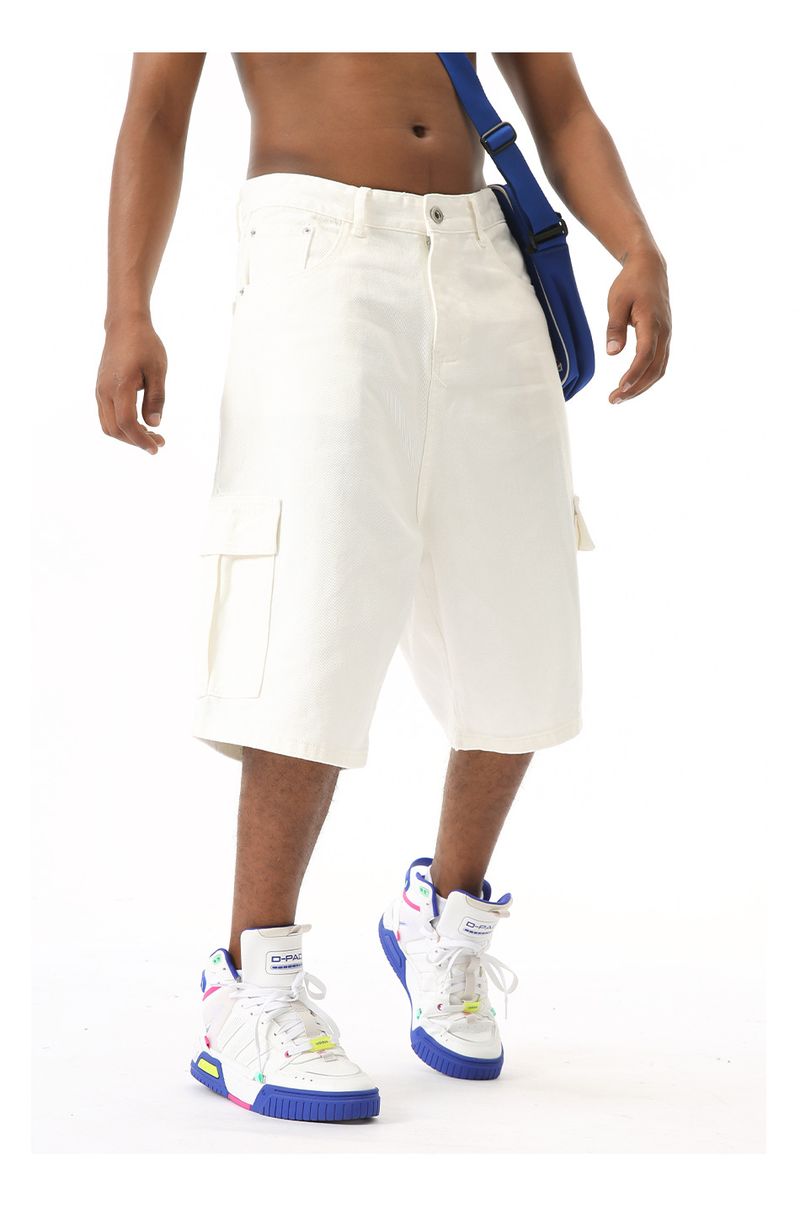 EF JEANS | 2024 Summer New American Street Simple Beige Big Pocket Overalls Five-point Pants For Men And Women_voghion.com