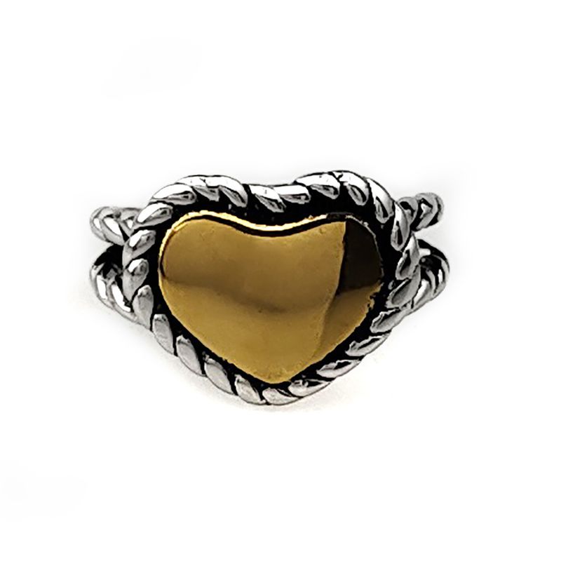Modischer Retro-Ring aus Edelstahl mit herzförmiger Öffnung, verstellbar, für Herren und Damen, Valentinstag, Urlaubsschmuck_voghion.com