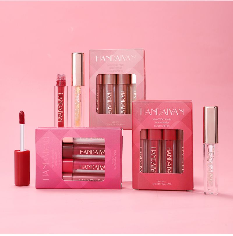 HANDAIYAN Square Tube Lip Gloss Set - Waterproof, Easy To Apply, Pearl & Matte, Long-Lasting_voghion.com
