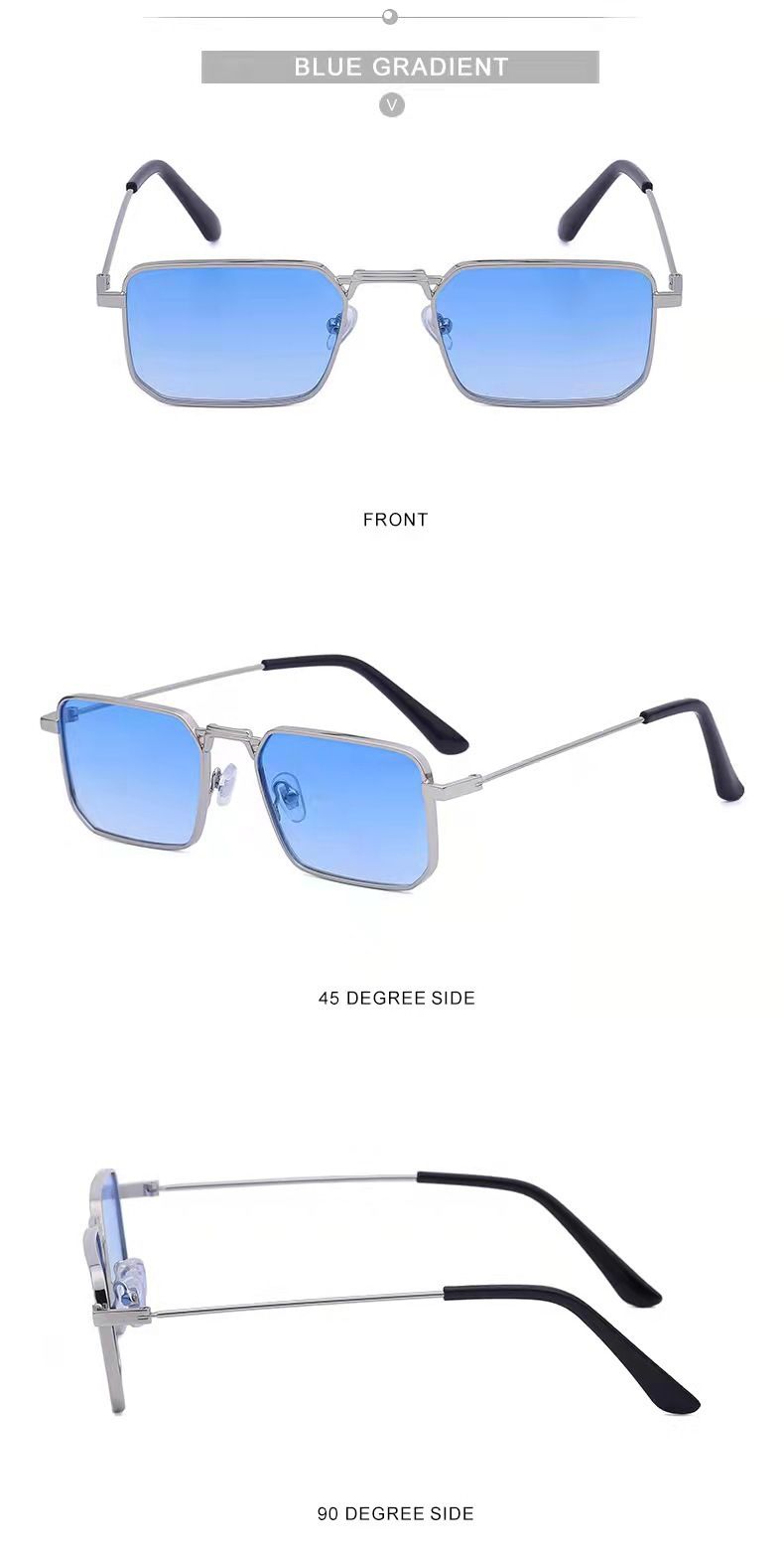 Unisex Sonnenbrille mit quadratischem Rahmen für Herren Steampunk-Sonnenbrille Damenmodetrend Sonnenbrille aus Metall_voghion.com