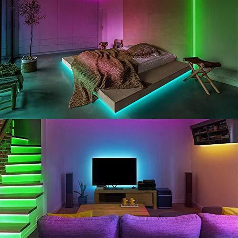 Bande LED RVB 18 LED/mètre – Application Bluetooth intelligente et télécommande, découpe possible, SMD 5050 pour décoration intérieure, rétroéclairage TV, éclairage de fête_voghion.com