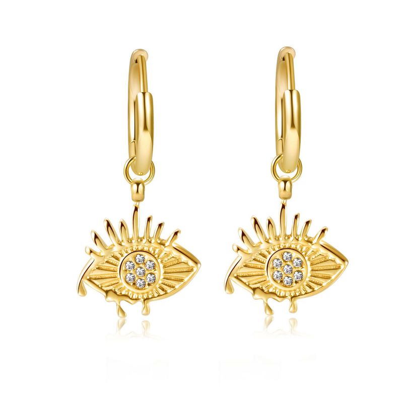 Serie Devil's Eye de acero inoxidable: una sensación elegante y fresca, y aretes versátiles para desplazamientos diarios._voghion.com