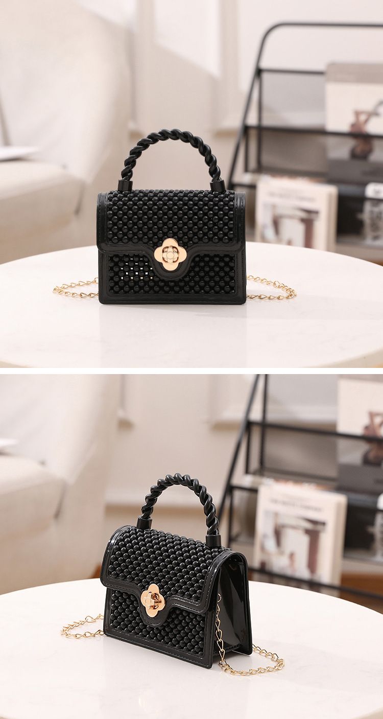 Mini Twisted Håndholdt Jelly Taske Mode Frisk Sød Ensfarvet Kæde Crossbody Skulder Læbestift Taske_voghion.com