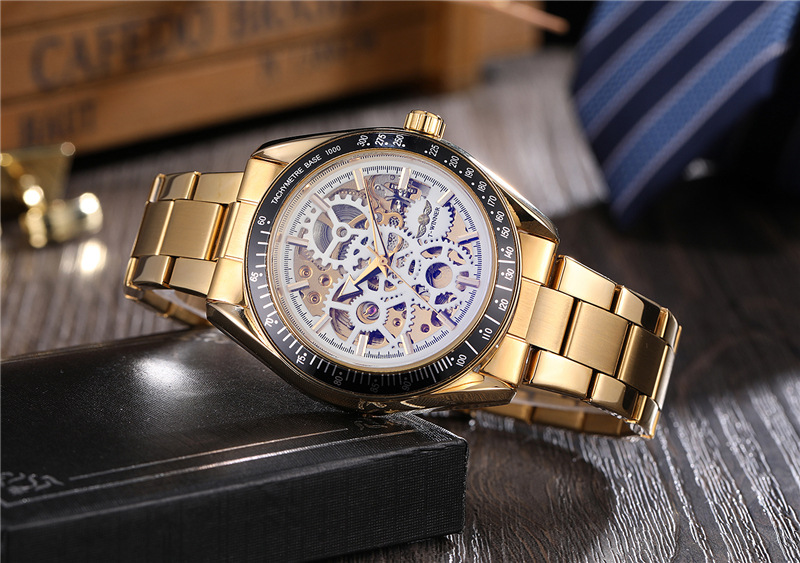 Hot selling winner8152 men's leisure mechanical watch automatic hollow mechanical watch men's steel band watch_voghion.com