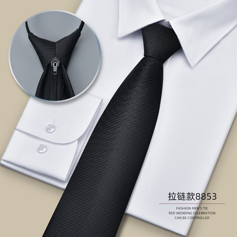 Black For Men Zipper Style No-Need To Lazy Men's Suit Tie Formal Business Hand-Tied Summer Factory Wholesale_voghion.com