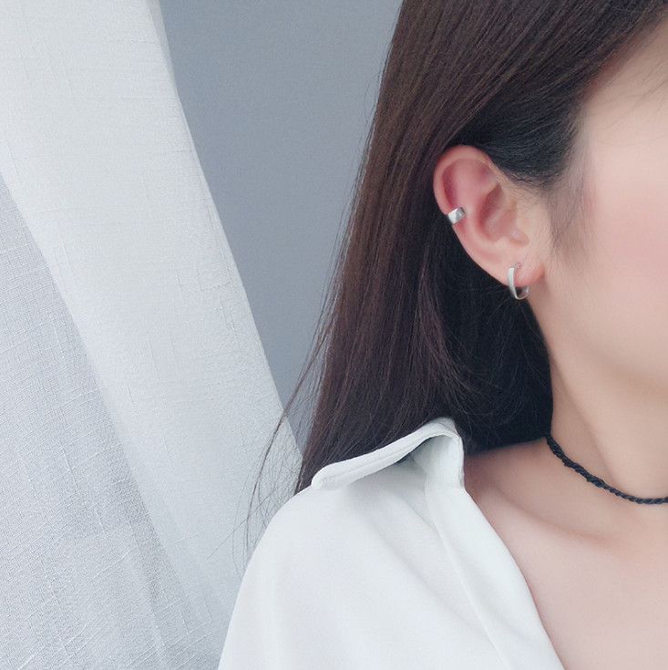 2 pezzi in argento sterling 925, orecchini a clip con fascia lucida semplice, regalo F35_voghion.com