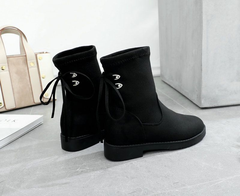 Small Size Fall/Winter French Style Flat Bottom Fleece-ed Boots_voghion.com