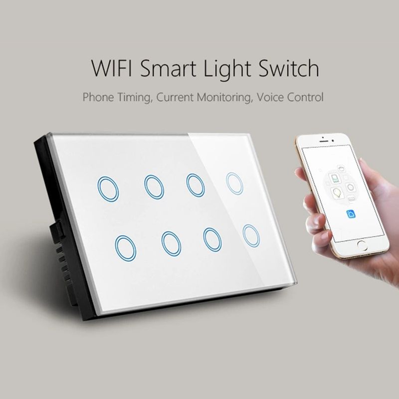 AUBESS Tuya WIFI Smart 147Typ Glas Touch Panel Interrupter 6/8/10Gang Liicht Wandschalter Alexa Google Home App Kontroll_voghion.com