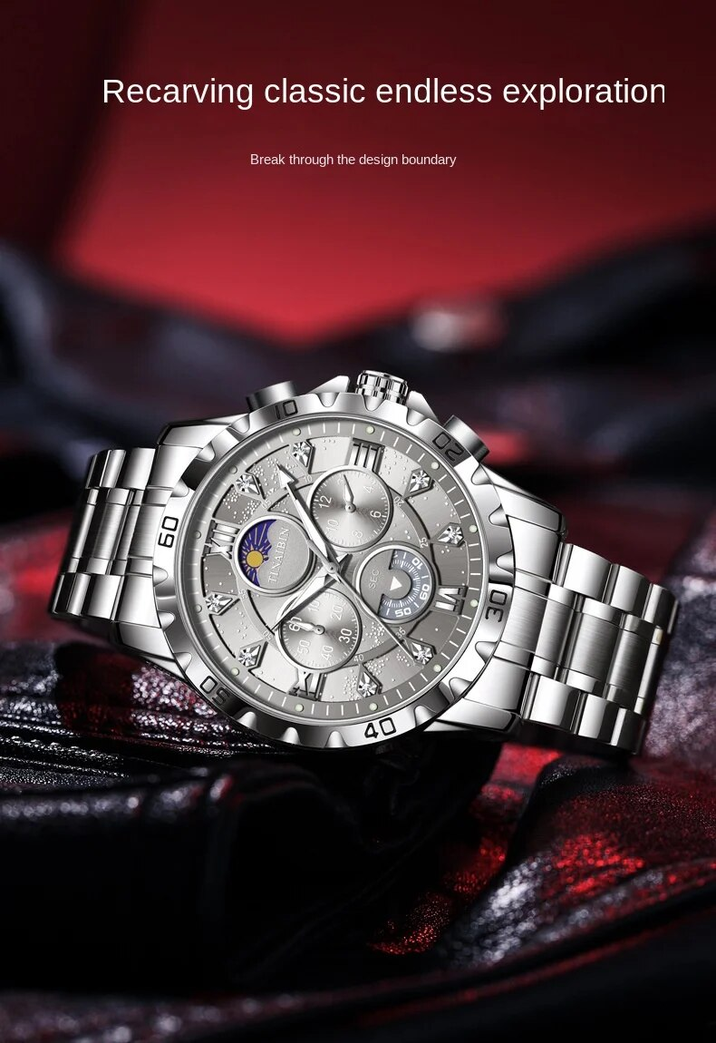 Chronograph Luxusmarke Stilvolle Männer Leuchtende Armbanduhren Für Männer Uhr Edelstahl Band Männer Business Quarz Uhren_voghion.com