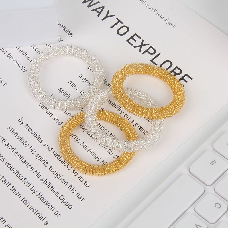 Juguetes para aliviar el estrés, masajeador de muñeca con resorte de descompresión, pulsera de resorte con forma especial, anillo de acero con resorte, juguete de metal de descompresión al por mayor._voghion.com