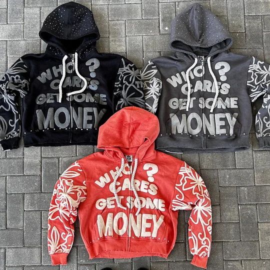 Felpa con cappuccio streetwear Y2K – Maglione oversize con stampa digitale 3D | Pullover grunge effetto consumato (XS-XXXXL, Nero/Grigio/Rosso)_voghion.com