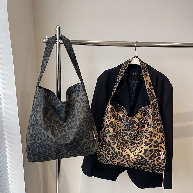 Borsa a tracolla grande in tela con stampa leopardata per donna, stile coreano, autunno inverno, comoda e comoda_voghion.com