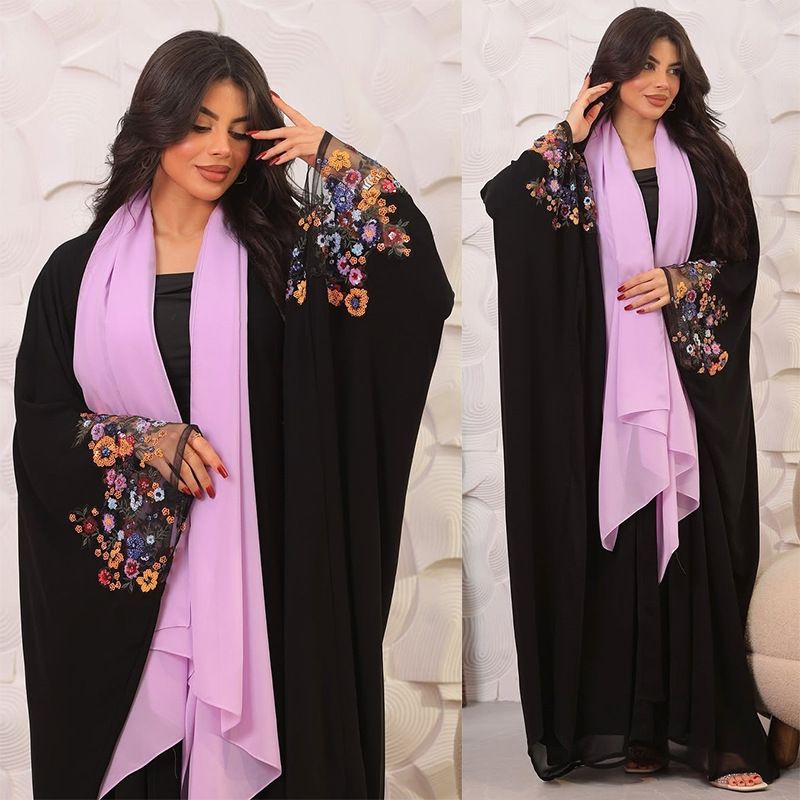 MQ208 Spring Summer New Muslim Robe Coat Open Front Abaya Women's Fashion_voghion.com
