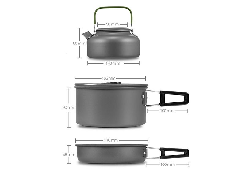 Outdoor Teapot Set With Accessories DS 308 Pot Set Combination Alumina Material Portable Camping Pot Set Teapot_voghion.com