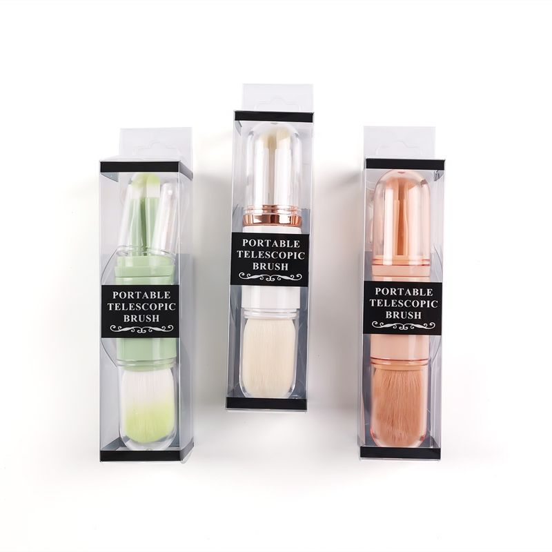 Set di pennelli professionali 4 in 1 Mini kit di pennelli per trucco viso retrattili per l'applicazione di fondotinta, cipria,_voghion.com