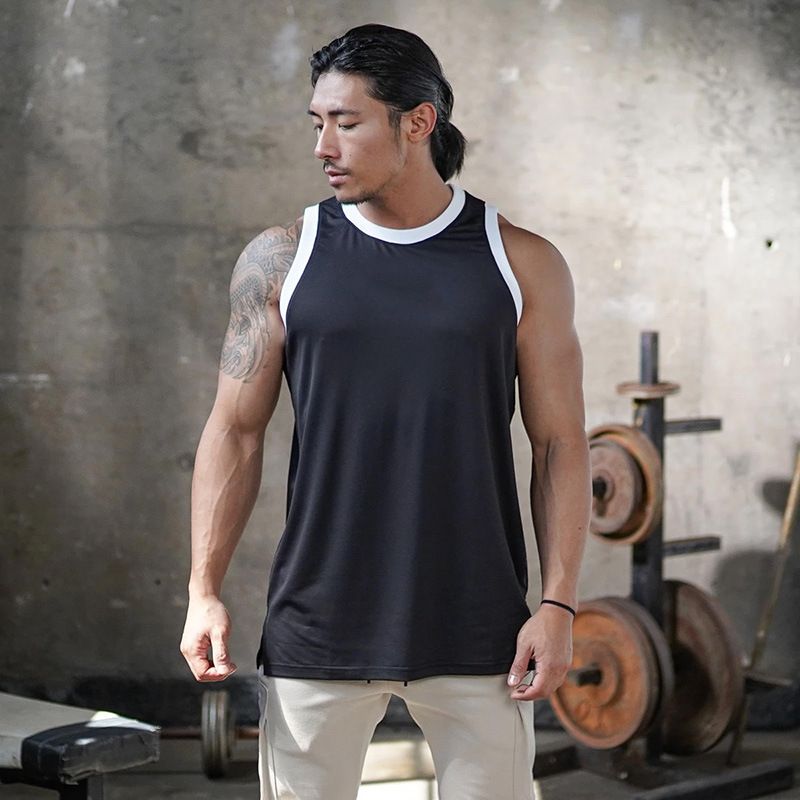 Canotta fitness da uomo muscolosa, abbigliamento traspirante in rete ad asciugatura rapida, canotta elastica senza maniche_voghion.com