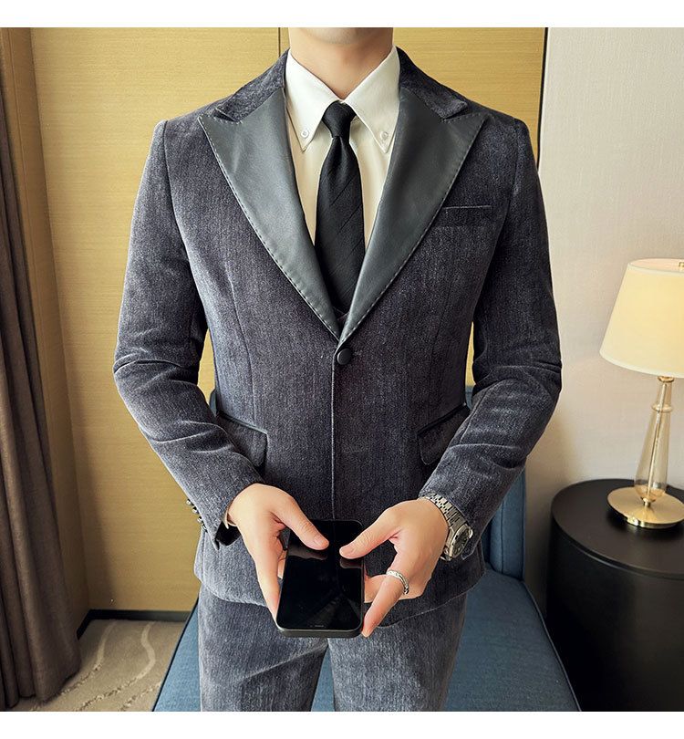 Męska odzież jesień i zima designerskie skórzane garnitury retro wysokiej klasy moda slim fit trzyczęściowe garnitury_voghion.com
