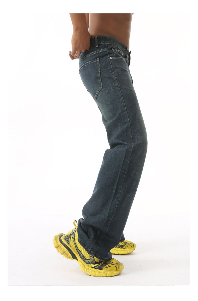 EF JEANS | 2024 New Versatile American Wax Surface Coated Blue Mop Jeans Tide_voghion.com