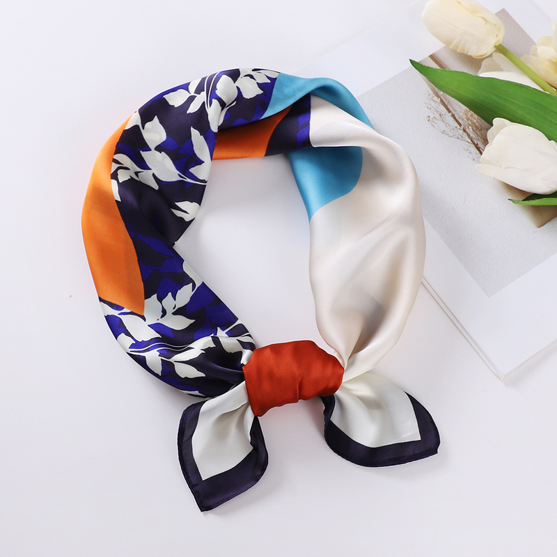 Sciarpa di seta primavera/estate 2023 Sciarpa quadrata da donna in seta con cravatta, stampa geometrica rotonda in chiffon_voghion.com