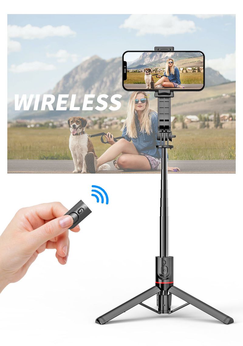 Bluetooth Handheld Telescopic Mobile Phone Selfie Stick, Tripod Micro-single Camera Holder Outdoor Live Broadcast_voghion.com