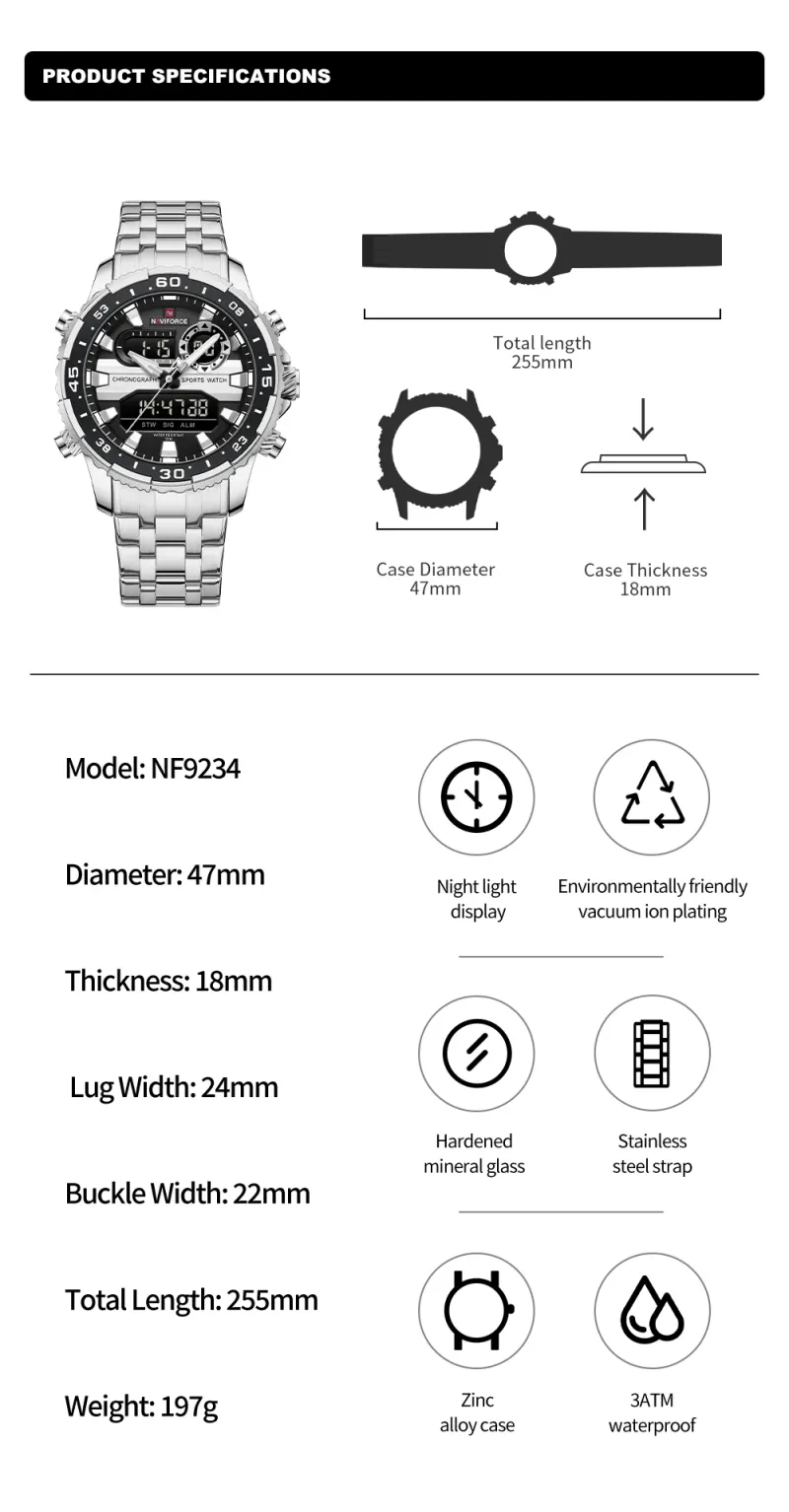 Original Trend Brand LCD Display Analog Digital Quartz Man Clock 30m Waterproof Luminous Wristwatch_voghion.com