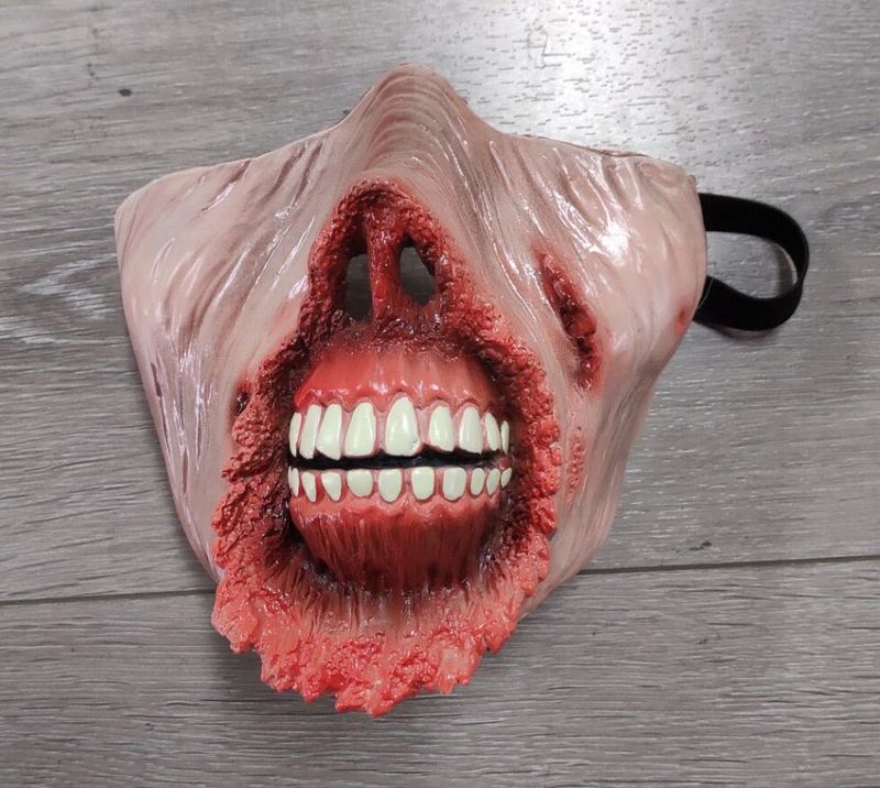 Halloween Horror Bloody Zombie Sharp Teeth Half Face Mask_voghion.com