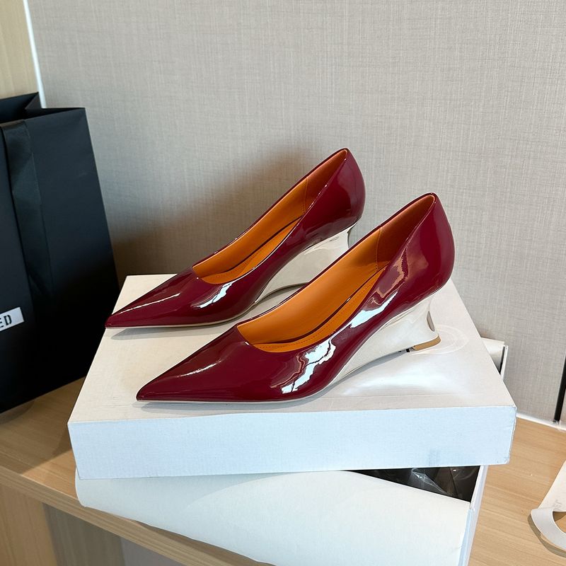 363-5 Nischendesign Französisch Spitzschuh Keilschuhe Herbst Neue rote sexy Party High Heels_voghion.com