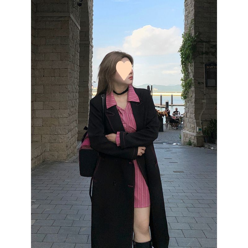 Annie Not Popular Trench con spalle lunghe per donna snellente 2025 Autunno Nuovo stile Cappotto elegante taglie forti_voghion.com