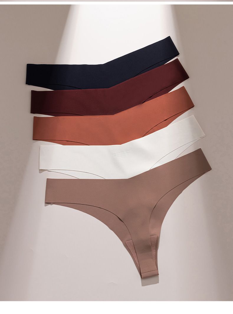 European And American Seamless Ice Silk T Shaped Pants For Women Low Waist Large Size Briefs Breathable Yoga Sports Underwear For Women_voghion.com