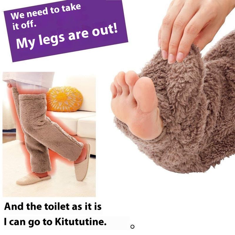 Dicke Beinwärmer aus Gänsedaunen, Knieschützer, für Schwangere und ältere Frauen mit kalten Beinen, Teddybären, Bodensocken mit hohen und langen Beinen, warme Füße_voghion.com