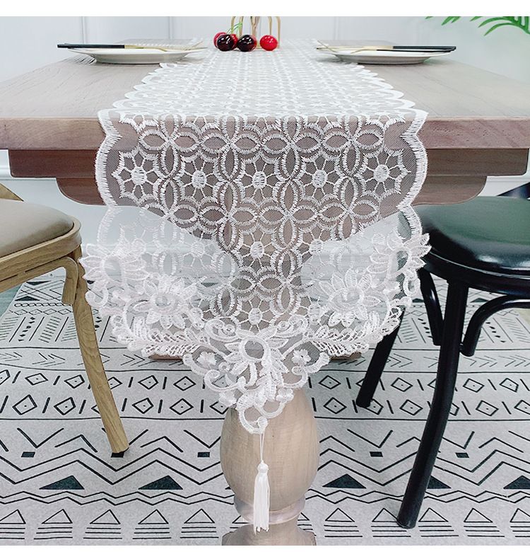 Table basse Meuble TV Nappe Tissu en dentelle Coiffeuse Table Drapeau Meuble à chaussures Longue housse anti-poussière Tissu_voghion.com