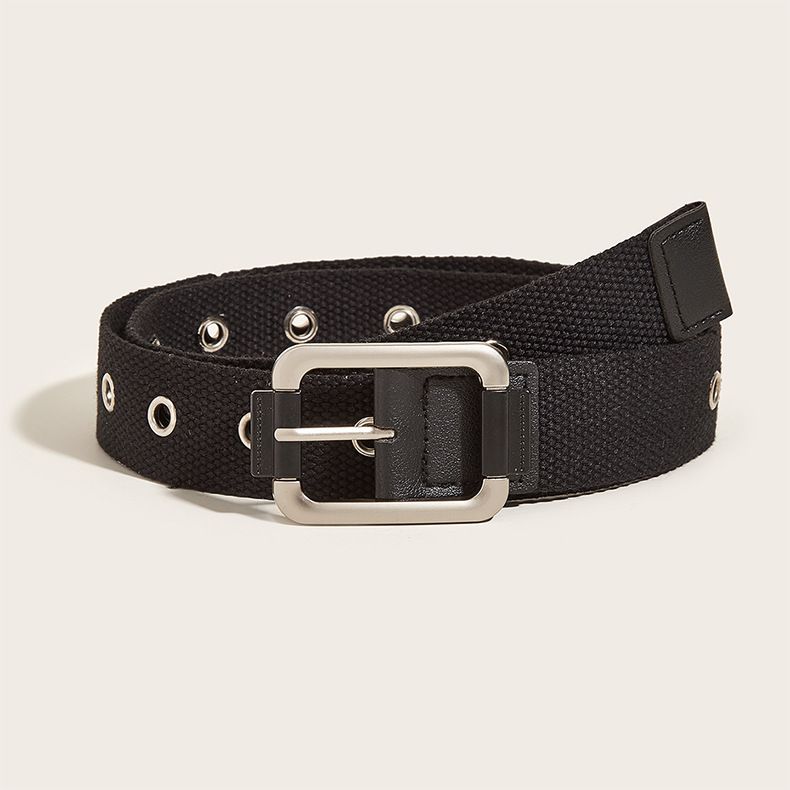 Nadelschnalle aus Canvas für männliche und weibliche Studenten, mit einem durchgehenden, hohlen, verlängerten Gürtel aus Metall für den trendigen Einsatz_voghion.com