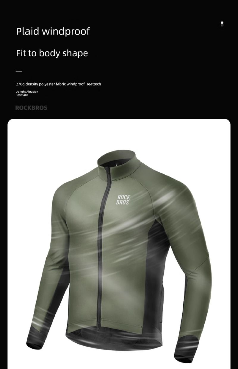 Maglia a maniche lunghe in pile Rockbros per autunno e inverno, calda, da uomo, per ciclismo su strada e montagna_voghion.com
