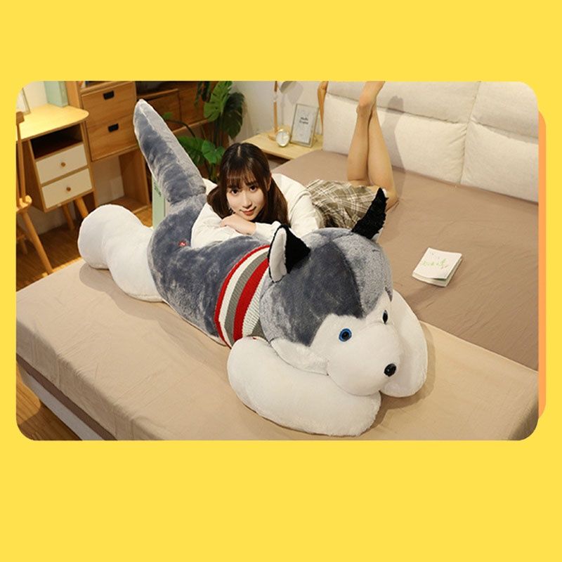 Großes, realistisches Husky-Plüschtier – das perfekte Geschenk für Kindergeburtstage und zum Kuscheln._voghion.com