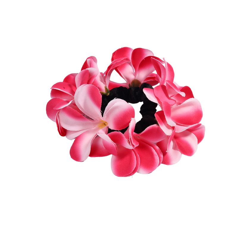 Elastico per capelli realistico Plumeria - Accessorio per capelli Boho Vacation Beach Girl Bun Elastico per capelli ad alta elasticità_voghion.com
