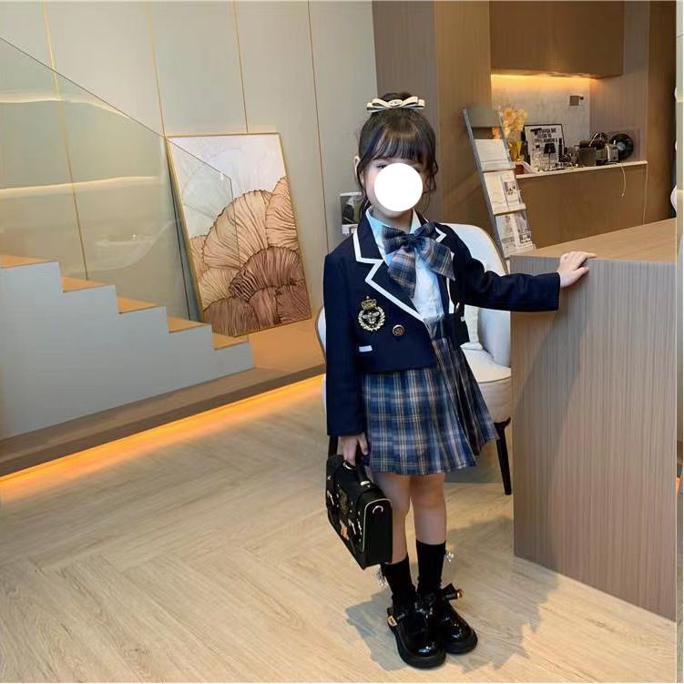Giacca da ragazza stile college primaverile, camicia, gonna a pieghe, uniforme Jk per bambini_voghion.com
