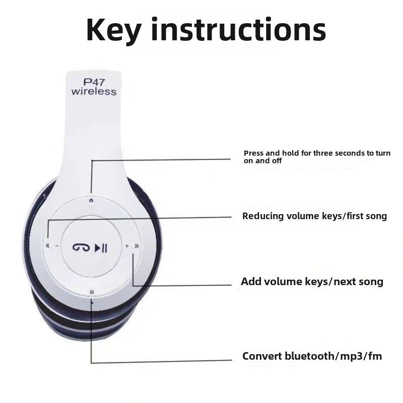 P47 Multifunctional Headset Bluetooth Headset | Three-mode free switching | Fully compatible wireless connection | Comfortable and breathable wear_voghion.com