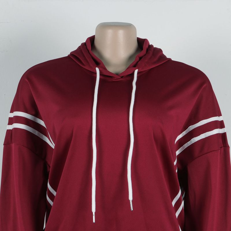 Damenbekleidung Zweiteiliges Set mit Kapuzenpullover mit Bandnähten_voghion.com