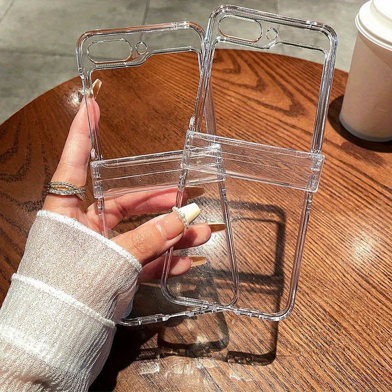 Clear For Galaxy Flip 6 5 4 3 Samsung Z Flip5 Flip4 Flip3 5G Folding Transparent PC Hard Phone Case Cover_voghion.com