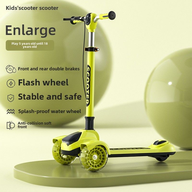 Büyük Çocuklar İçin Scooter Yanıp Sönebilir, Ergen Tek Bacaklı Scooter Üç Tekerlekli Çocuk Katlanabilir Oyuncak Araba_voghion.com