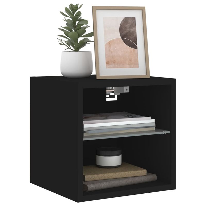TV-Wandschränke mit LED-Leuchten 2 Stk. Schwarz 30x28,5x30 cm_voghion.com