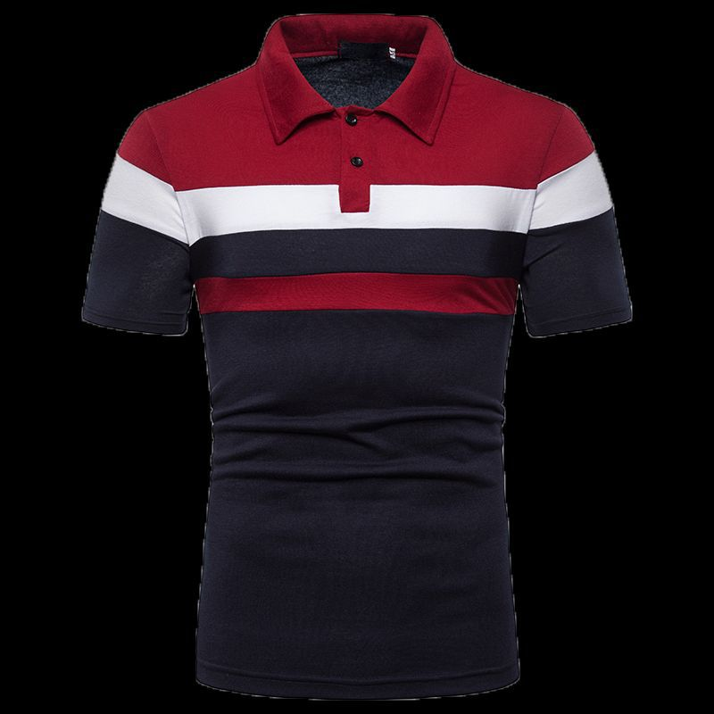 Kortärmad pikétröja för män Mode Casual Splicing Polo Shirt Top_voghion.com