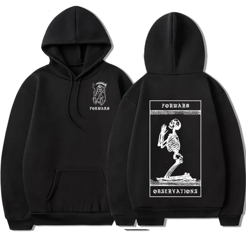 Felpe con cappuccio da uomo, gruppo di osservazioni in avanti con scheletro in preghiera, felpa vintage punk grafica Gbrs da donna_voghion.com