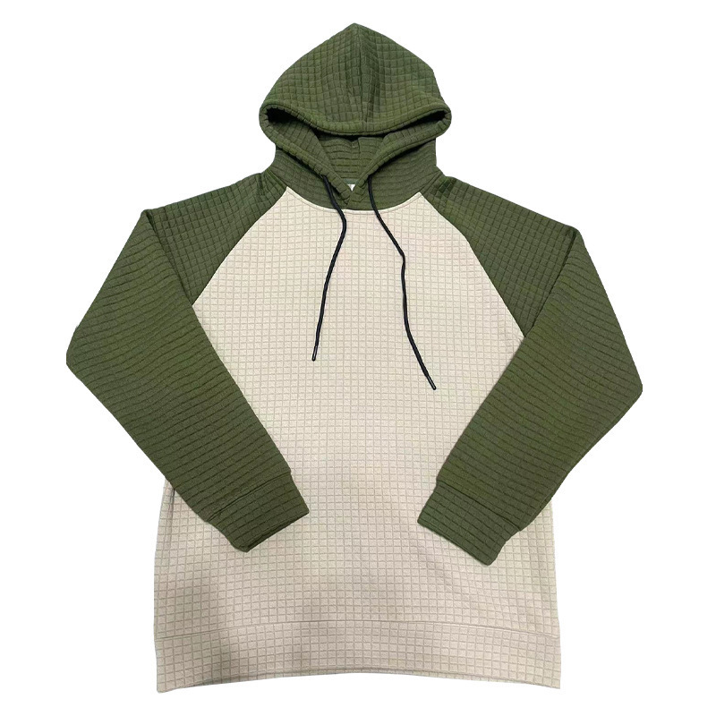 Erkekler yeni jakarlı küçük kare kapşonlu kazak moda renk bloklu eğlence İnce erkek kazak_voghion.com