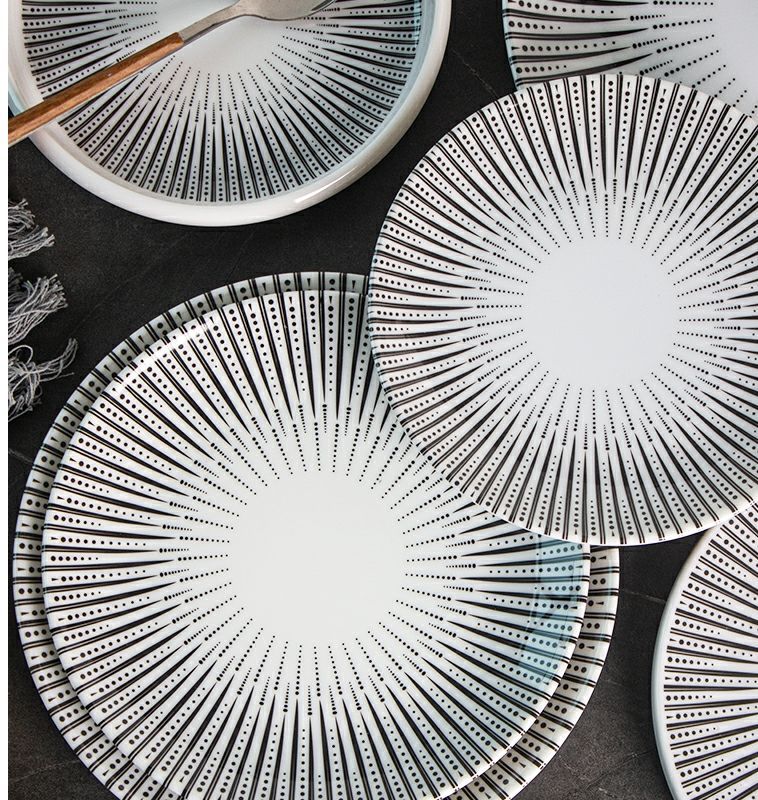 European Style Porcelain Melamine Tableware Round Commercial Western Steak Salad Straw Hat Buffet Plate_voghion.com