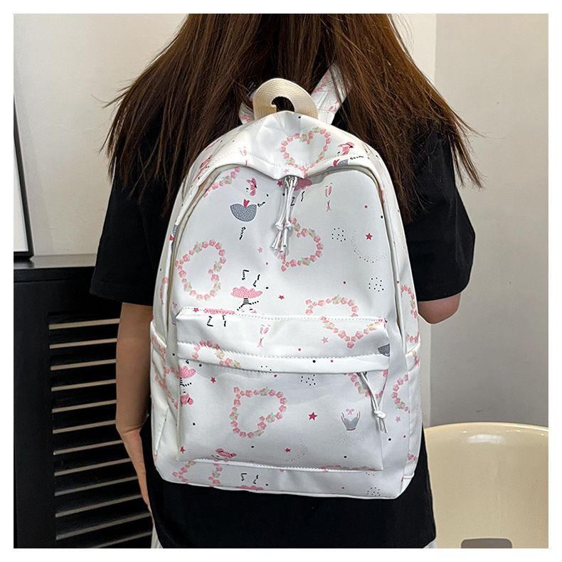 2024 New Heart Cute Pink Series Zaino di grande capacità Borsa da scuola per ragazza morbida stampata su Instagram_voghion.com