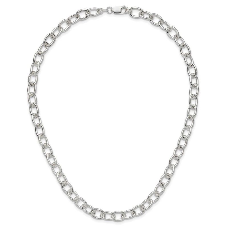 Sterling Silver Open Link Cable 8.50mm Necklace_voghion.com