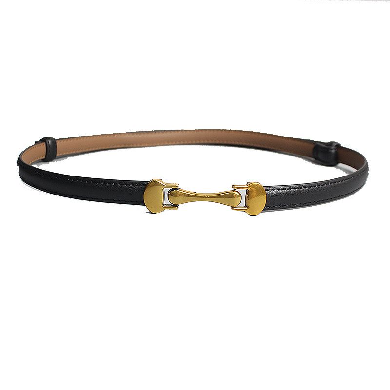 Adjustable Buckle Thin For Women Versatile Decorative Dress Two-Layer Cowhide Accessory Belt Waist Chain_voghion.com