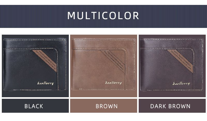 BAELLERRY Portafoglio corto da uomo con posizioni multiple, fermasoldi con cerniera sottile, borsa per il cambio, borsa per carte da uomo_voghion.com