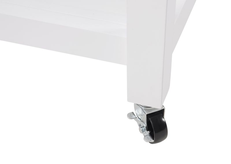 Mobile Rolling Kitchen Island Trolley Serving Cart With Underneath Drawer & Slide-Out Wire Storage Basket_voghion.com